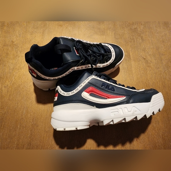 Fila Mens Navy Disruptor II Premium Repeat Low Top Sneaker Shoes US4.5 - Picture 4 of 9